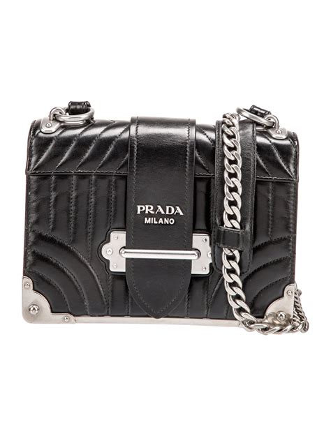 prada impunture shoulder soft calf black